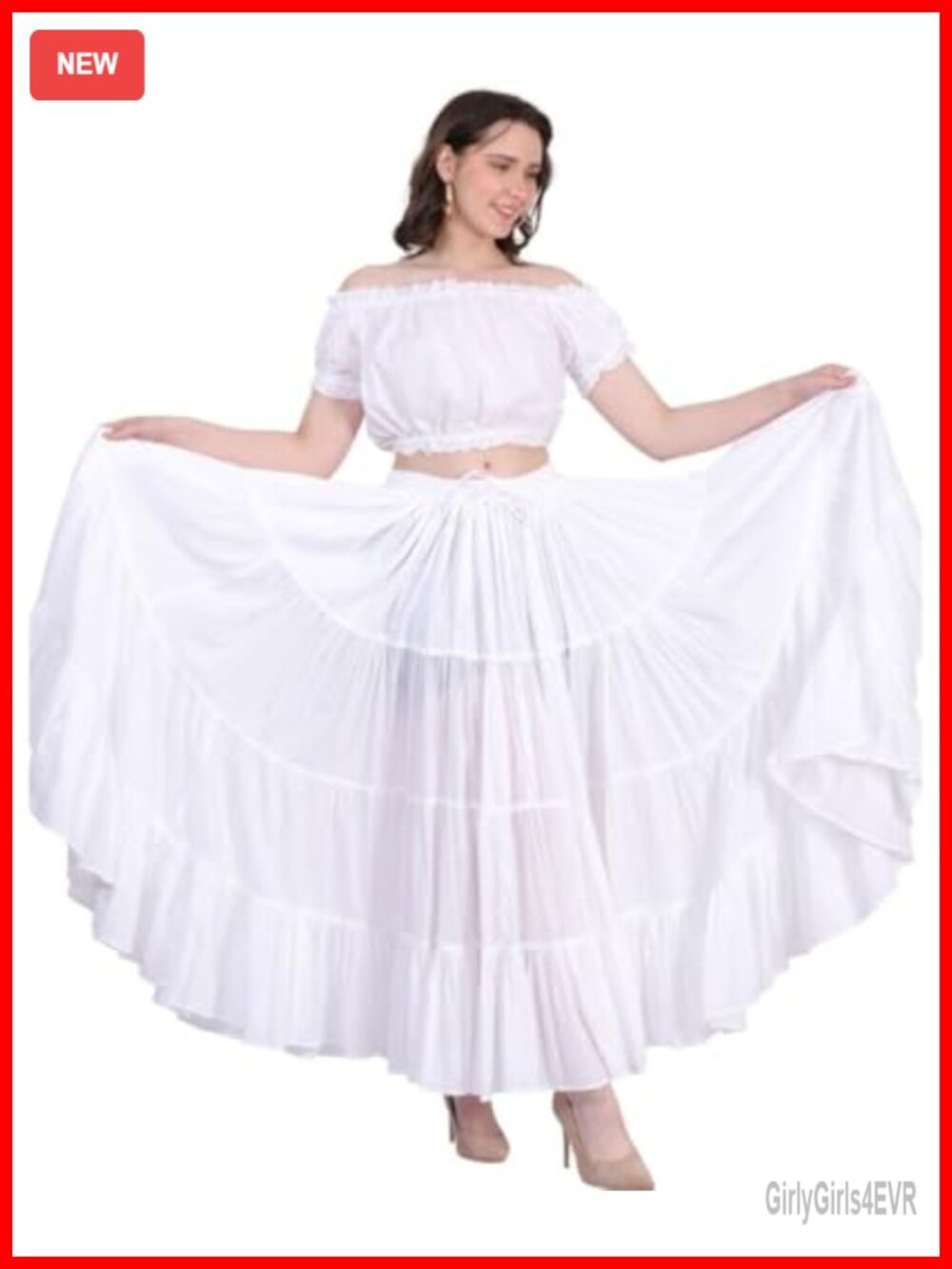 100% Cotton Plus Size 37in Flowy Tiered Maxi Skirt Belly Dance Gypsy